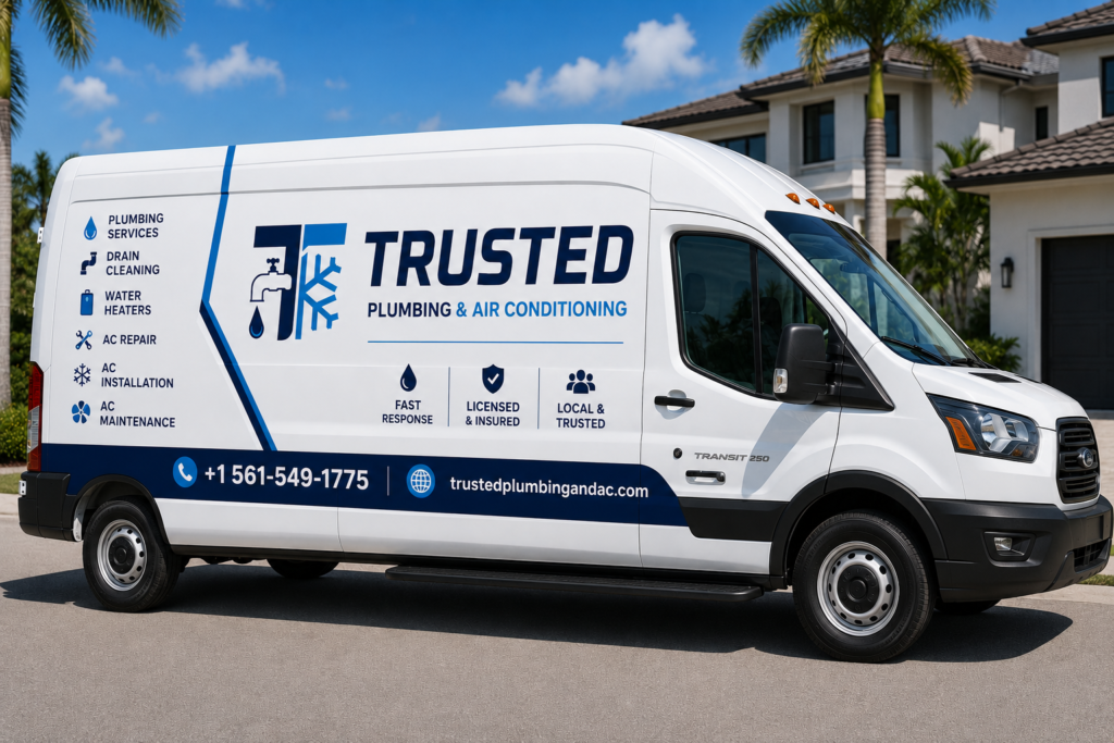Trusted Plumbing & AC branded service vehicle